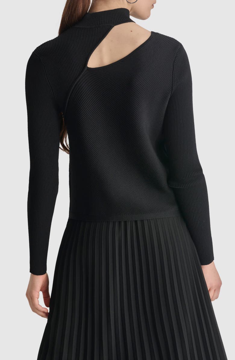 DKNY Cutout Detail Rib Sweater, Alternate, color,