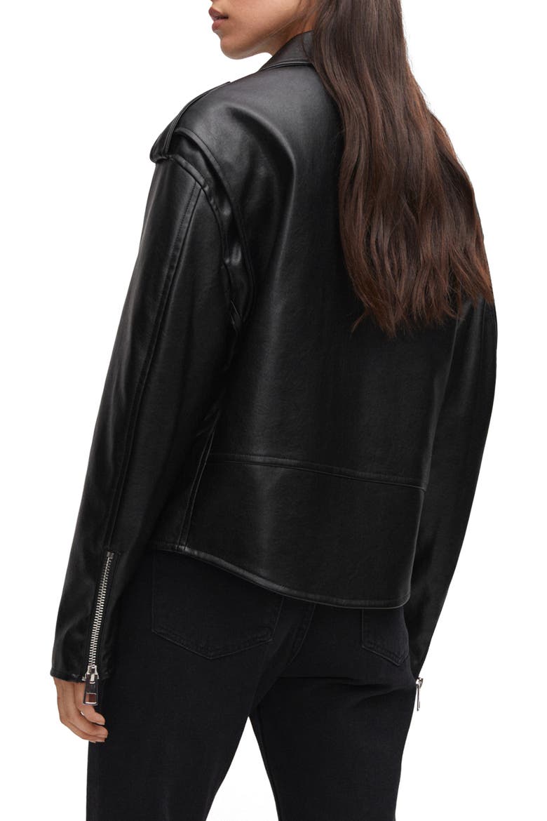 Oversize Faux Leather Moto Jacket, Alternate, color, BLACK