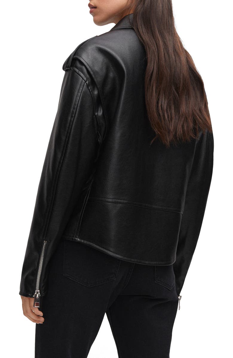 MANGO Oversize Faux Leather Moto Jacket, Alternate, color, 