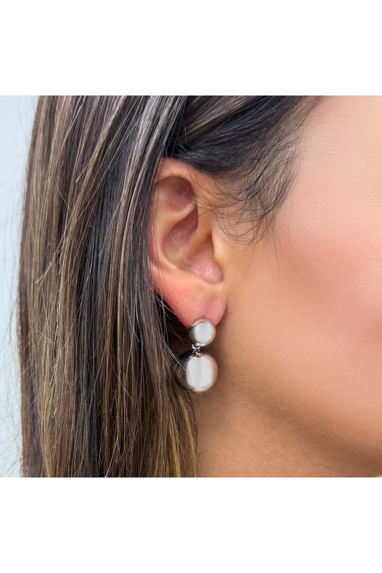 Puffy Round Drop Earrings, Alternate, color, Sterling Silver