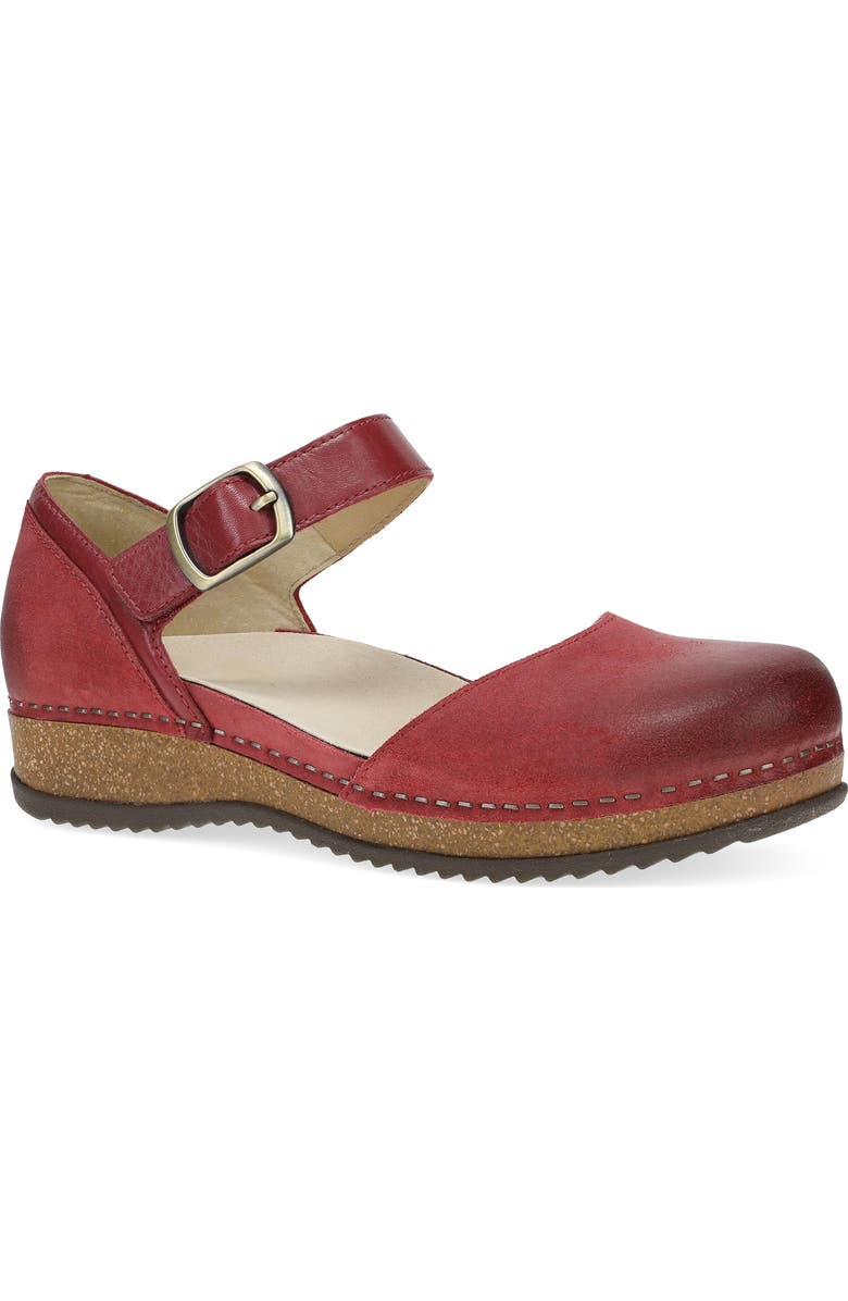 Dansko Mae Ankle Strap Platform Clog, Main, color, Red