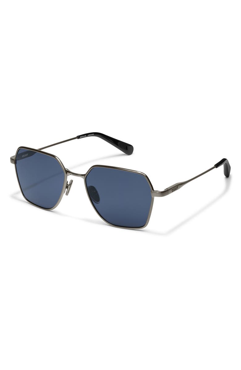 QUAY World Tour 46mm Square Sunglasses, Alternate, color, Brushed Gunmetal/ Navy
