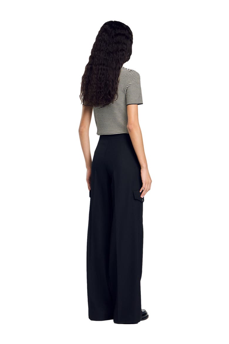 Wide-leg trousers, Alternate, color, Black