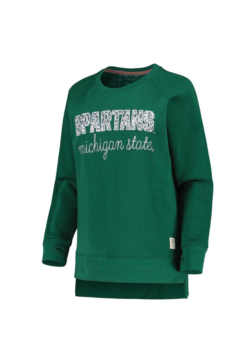 Women's Pressbox Green Michigan State Spartans Steamboat Animal Print Raglan Pullover Sweatshirt, Alternate, color, Green