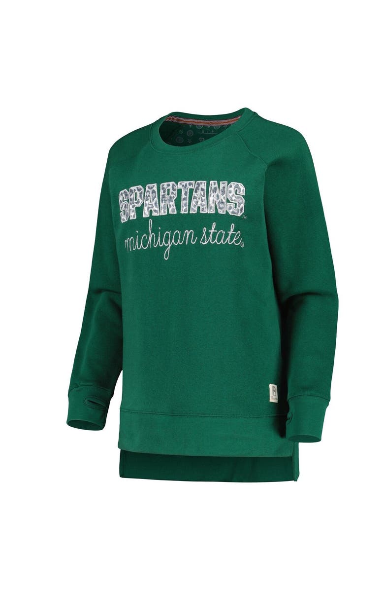 PRESSBOX Women's Pressbox Green Michigan State Spartans Steamboat Animal Print Raglan Pullover Sweatshirt, Alternate, color, Green