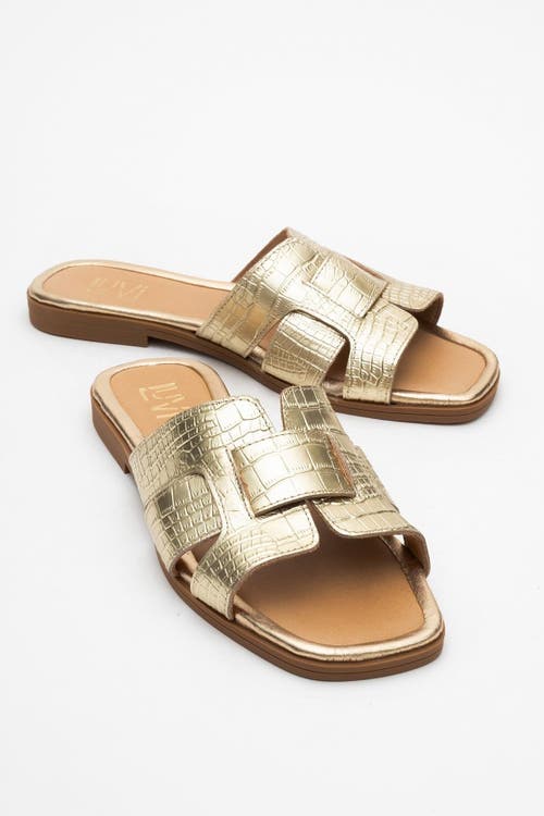 Forever & Always Shoes Notre Leather Flat Sandals In Gold