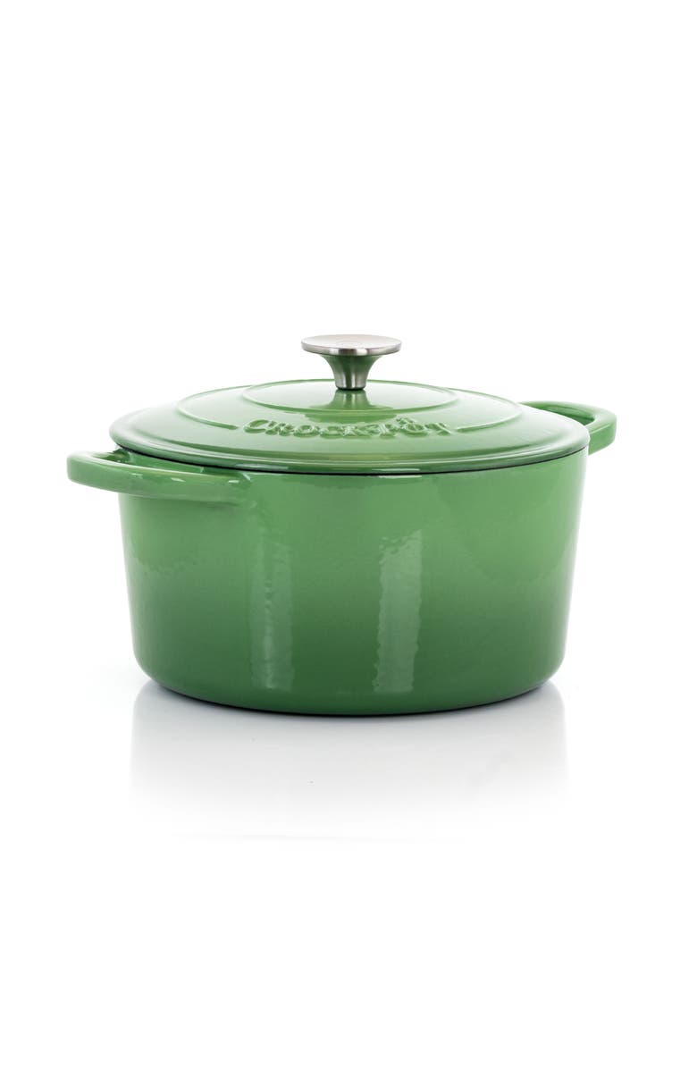 Crock-pot 7 Quarts Enameled Cast Iron Dutch Oven, Main, color, Green