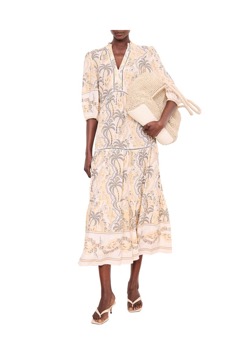 Palm Print Maxi Dress, Alternate, color, Green