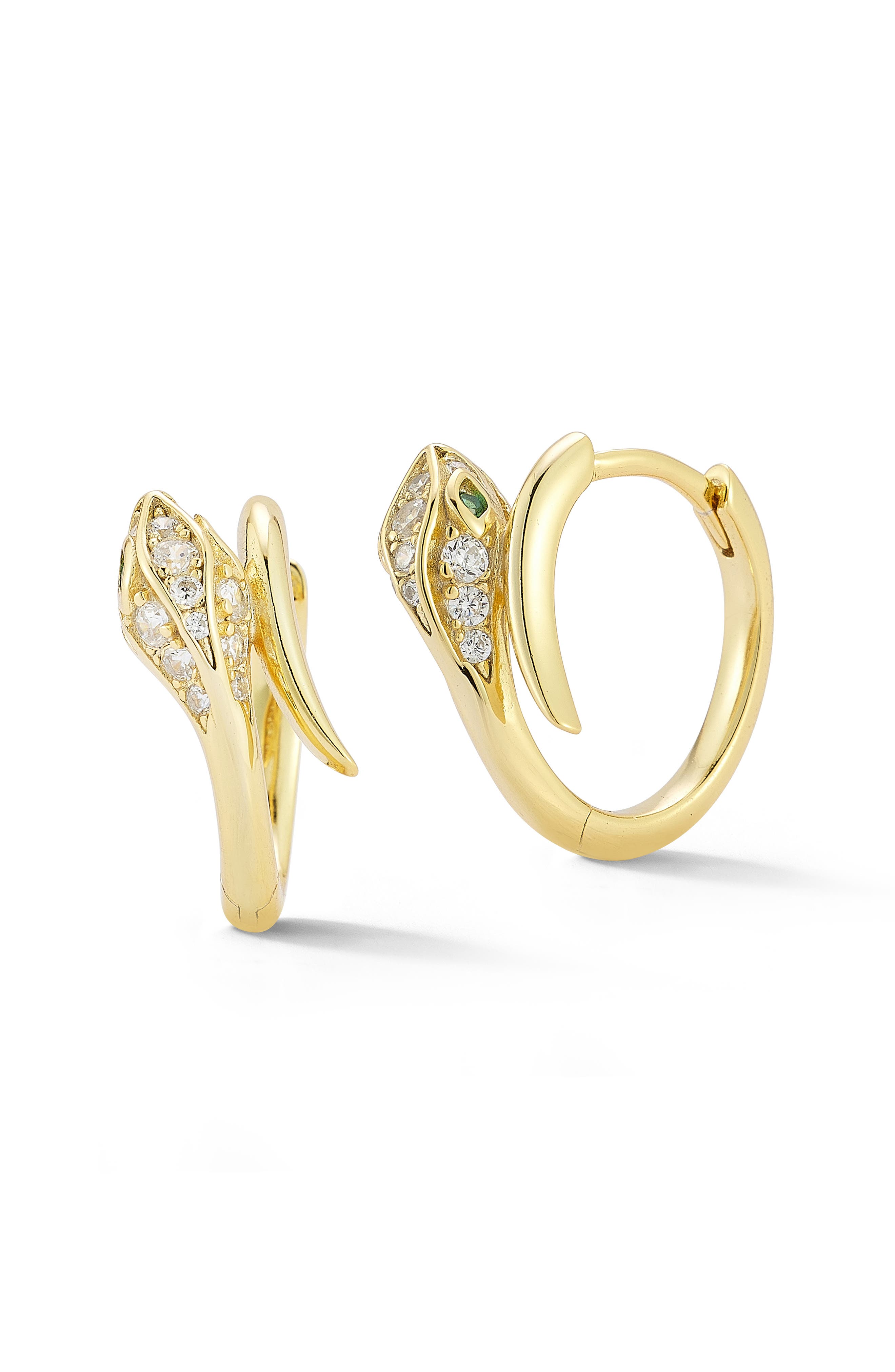 14K Gold Plated Silver SNake Huggie Hoop Earrings