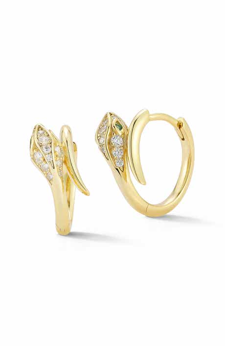 14K Gold Plated Silver SNake Huggie Hoop Earrings