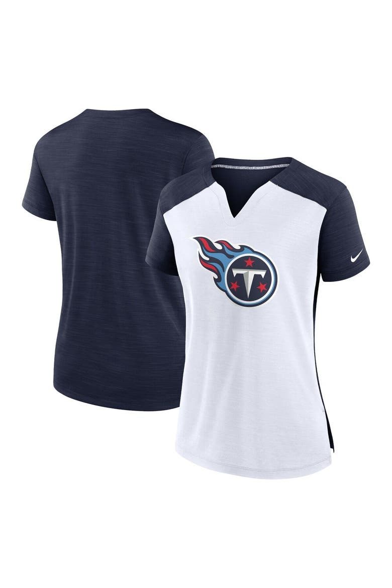 Women's Nike White/Navy Tennessee Titans Impact Exceed Performance Notch Neck T-Shirt, Main, color, White
