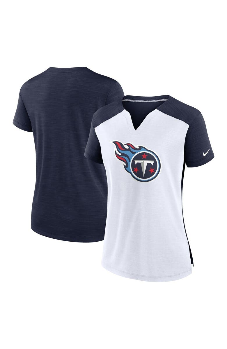Nike Women's Nike White/Navy Tennessee Titans Impact Exceed Performance Notch Neck T-Shirt, Main, color, White