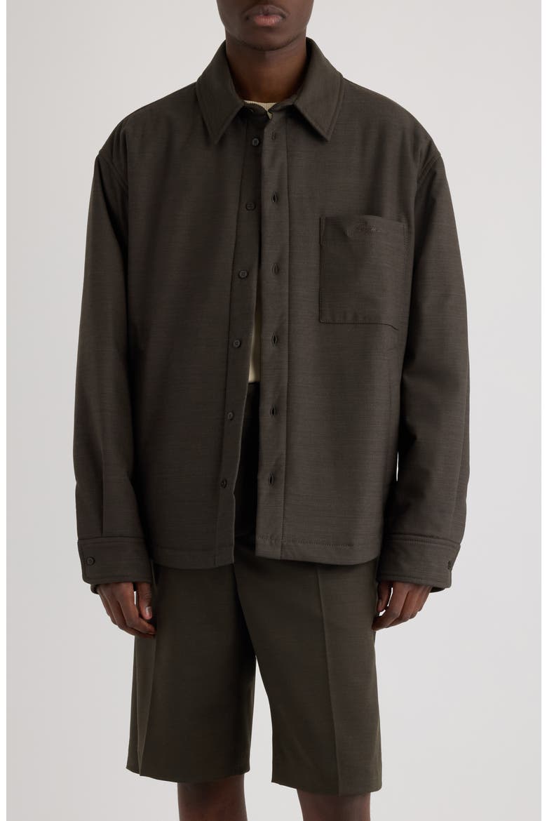 La Chemise Boulanger Padded Stretch Virgin Wool Shirt Jacket, Main, color, DARK KHAKI