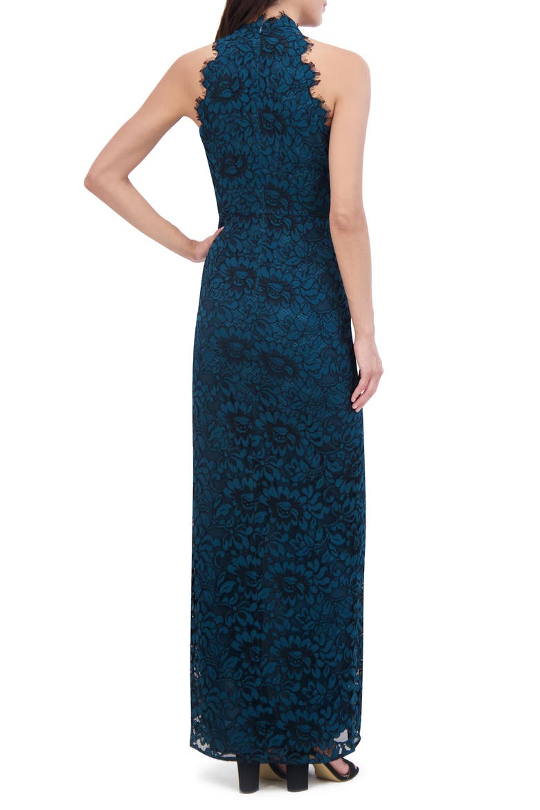 Floral Lace Mock Neck Gown, Alternate, color, PEA