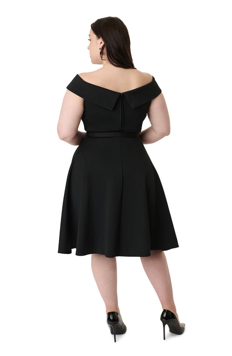 Unique Vintage Plus Size Off the Shoulder Swing Dress, Alternate, color, Black
