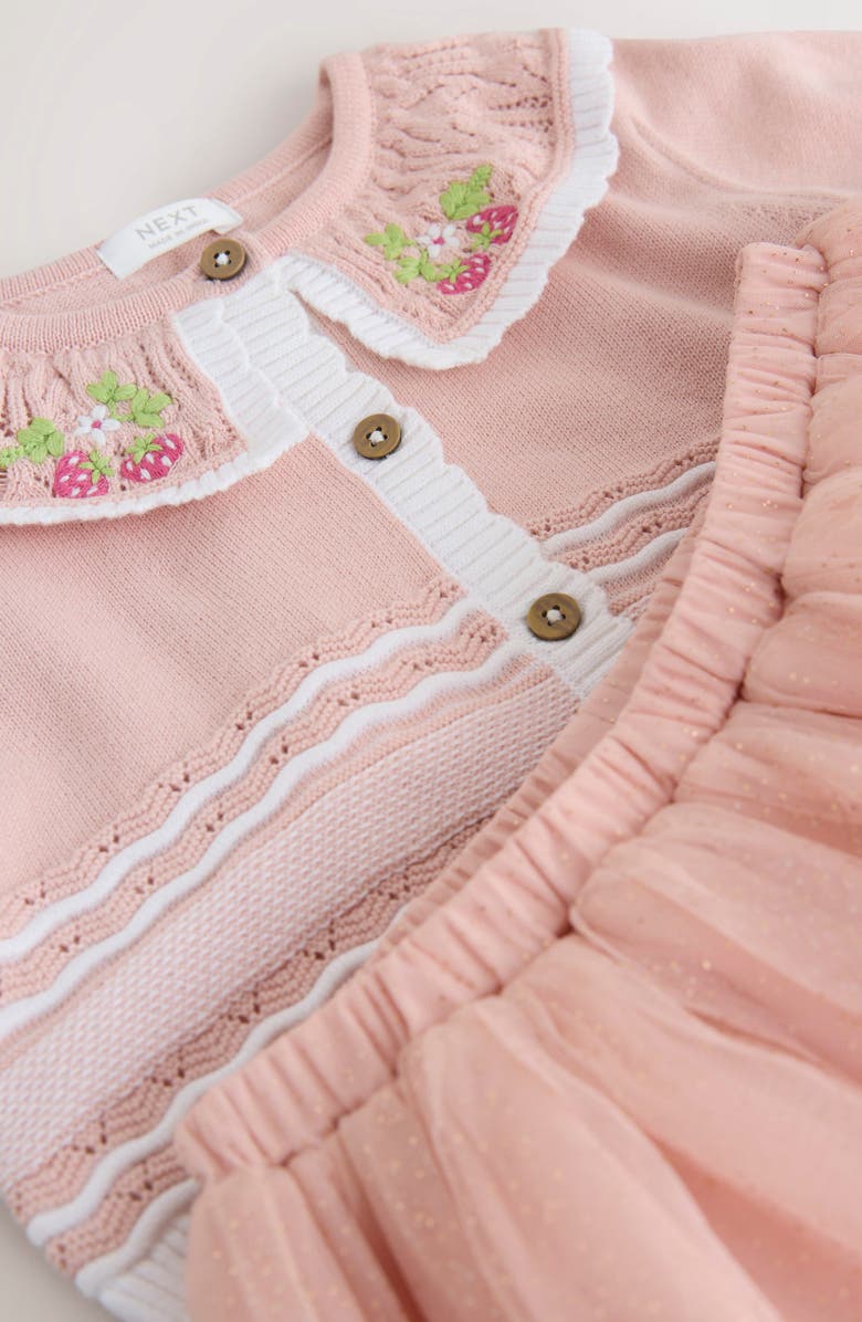 NEXT Kids' Collared Top & Mesh Skirt, Alternate, color, Pink