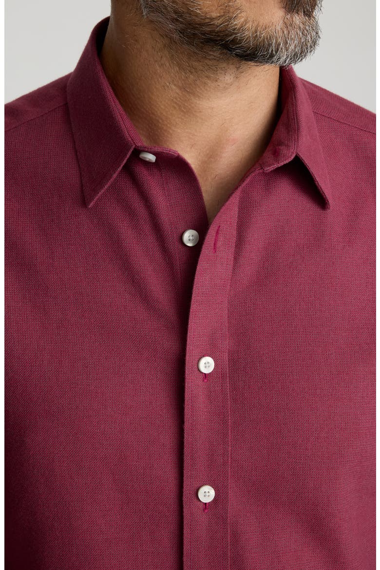 Veneto Regular Fit Textured Wrinkle Free Cotton Button-Down Shirt, Alternate, color, MID RED