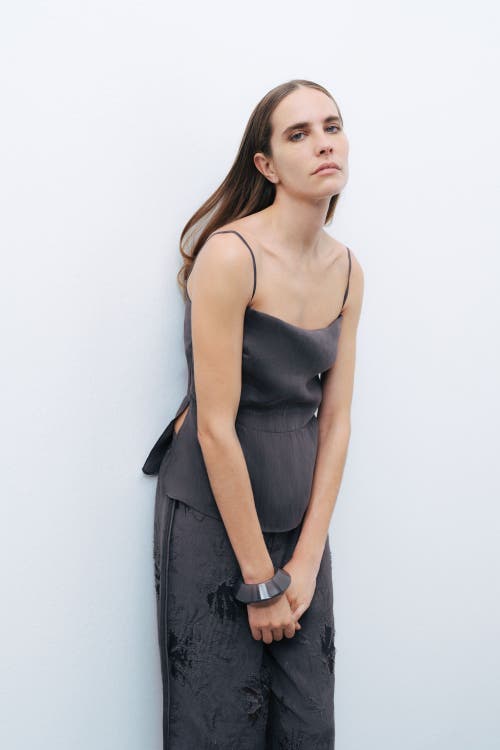 Nocturne Slit Strap Blouse In Anthracite