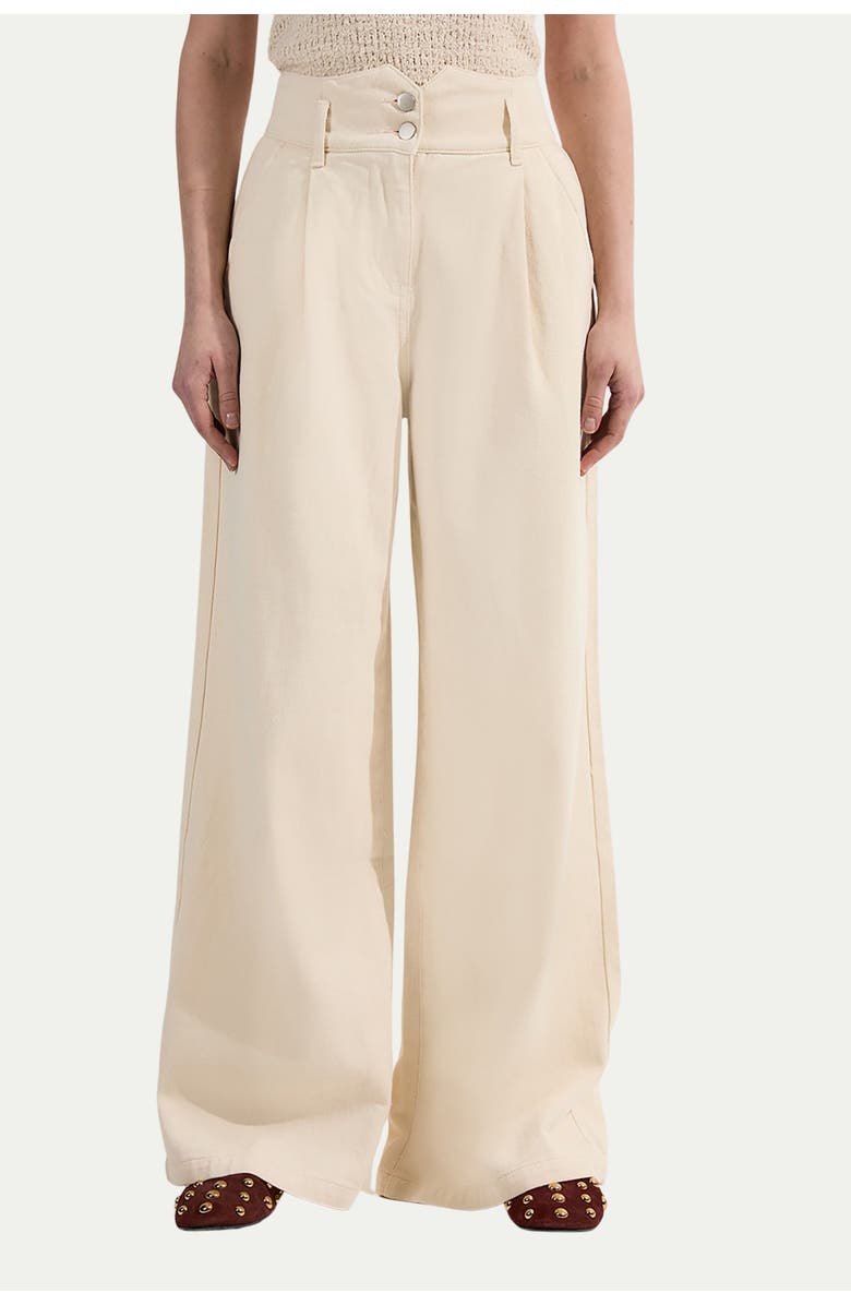 Karen Millen High Waisted Denim Wide Leg Jeans, Main, color, Cream