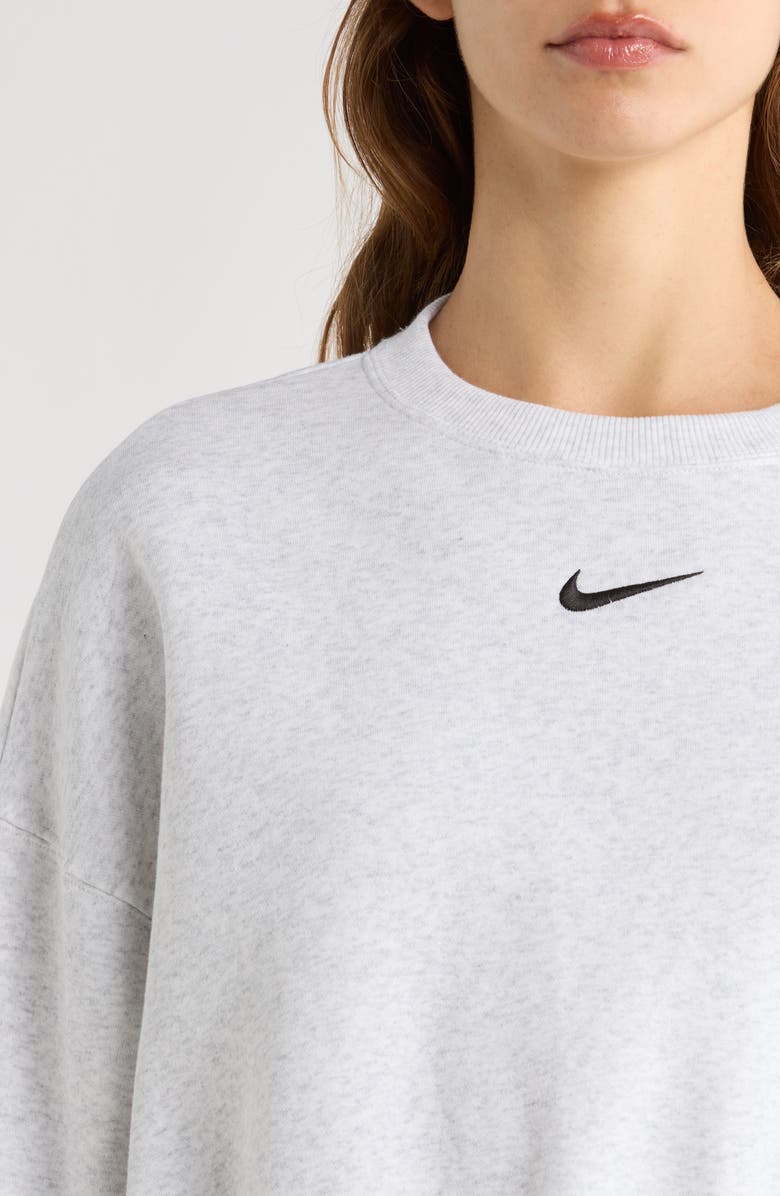Nike Phoenix Fleece Crewneck Sweatshirt, Alternate, color, Birch Heather/ Black