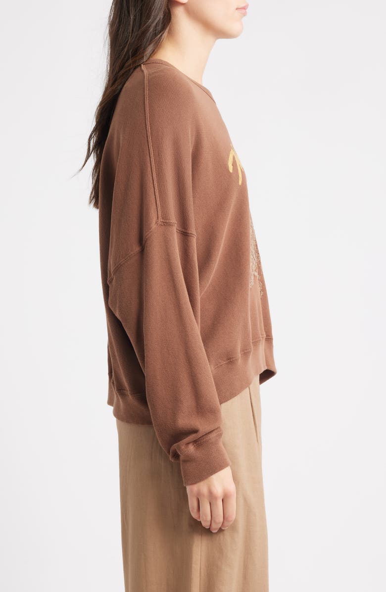 THE GREAT. The Teammate Horse Graphic Sweatshirt, Alternate, color, Umber