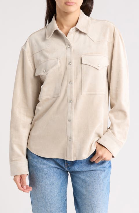 Bone Faux Suede Jacket