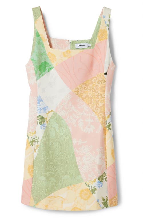 Desigual Peton Patchwork Print Minidress In Pink