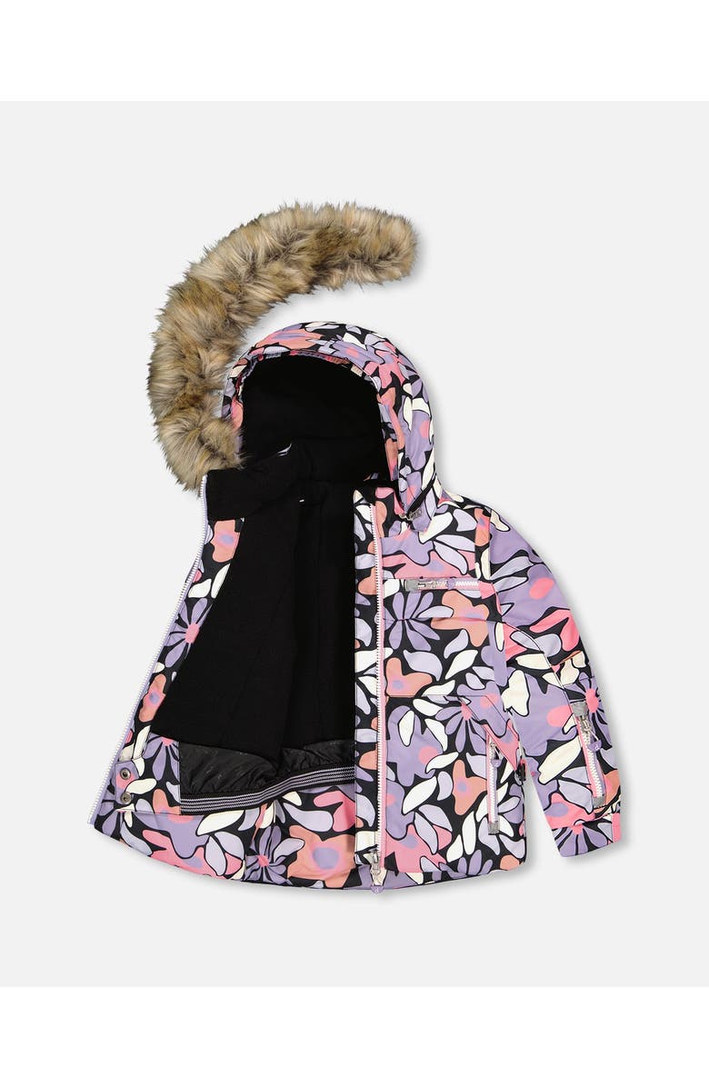 Deux par Deux Two-Piece Play Snowsuit with Allover Jacket and Solid Pant, Alternate, color, Black