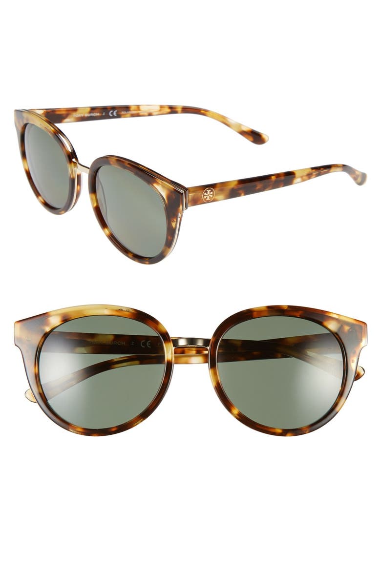 53mm Polarized Retro Sunglasses, Main, color, LIGHT TORTOISE/ POLAR