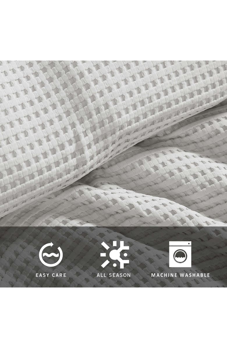Kenneth Cole Solid Waffle Duvet Cover Set, Alternate, color, Grey