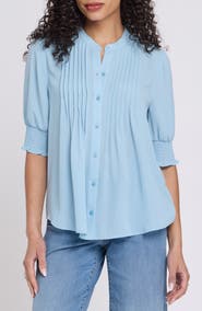 NYDJ Pleated Peasant Blouse
