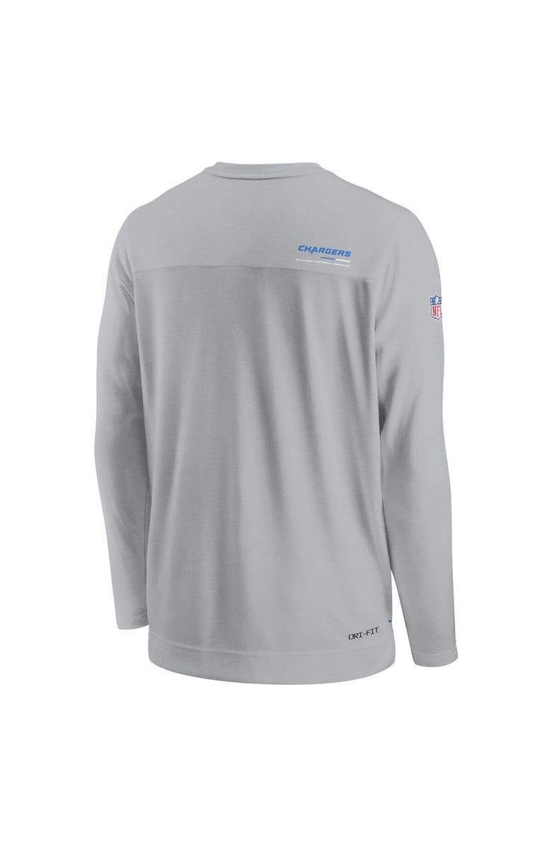 Nike Men's Nike Gray Los Angeles Chargers Sideline Coach Chevron Lock Up Long Sleeve V-Neck Performance T-Shirt, Alternate, color, Gray