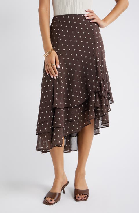 Layered Asymmetric Chiffon Midi Skirt