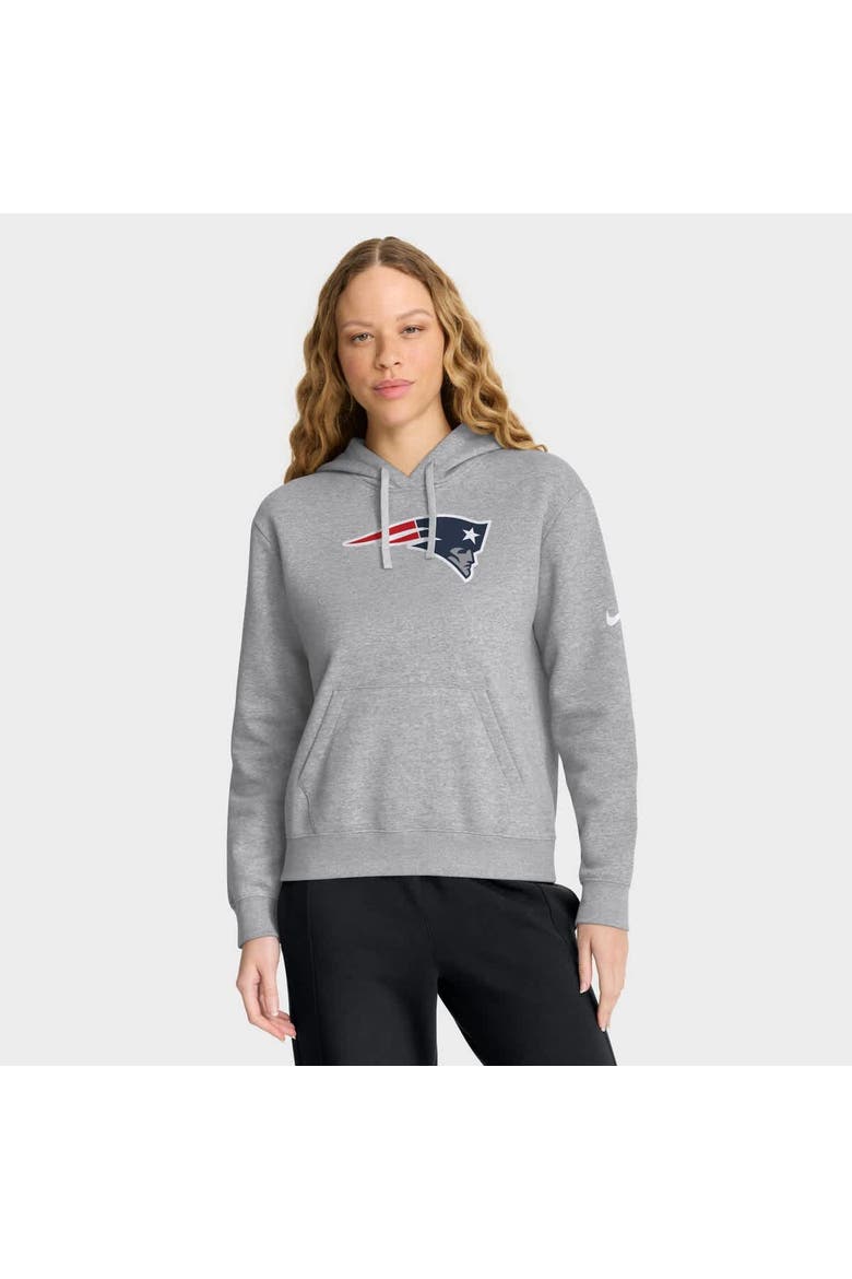 Women's Nike Heather Gray New England Patriots Club Fleece Pullover Hoodie, Main, color, Heather Gray