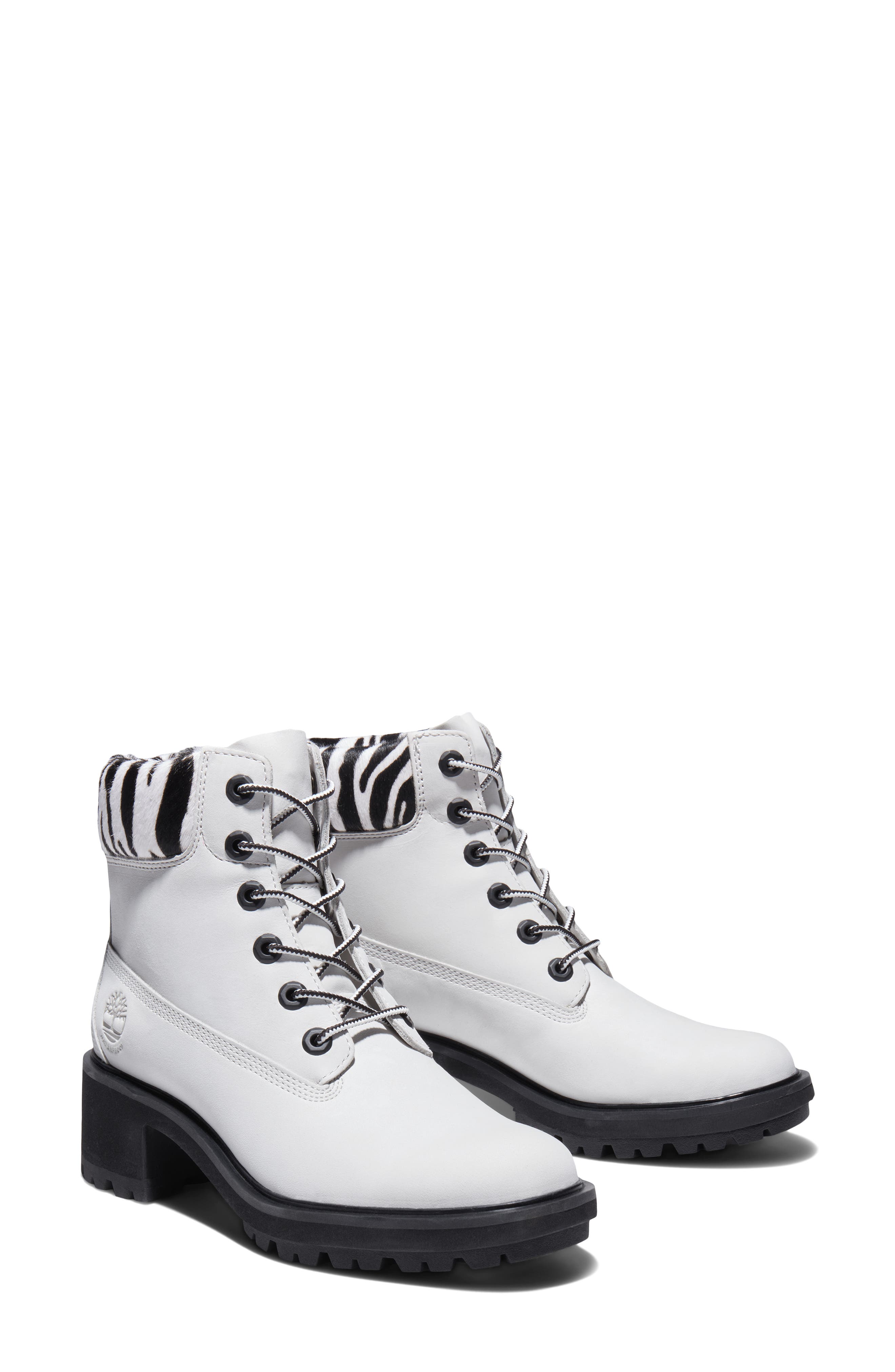 Timberland Kinsley Waterproof Combat Boot with Genuine Calf Hair Trim, Main, color, 