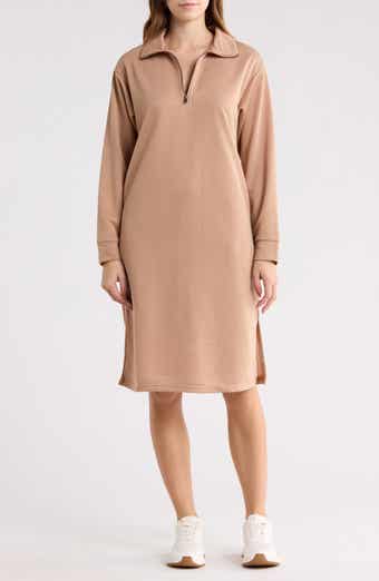 WISHLIST French Terry Half Zip Long Sleeve Maxi Dress