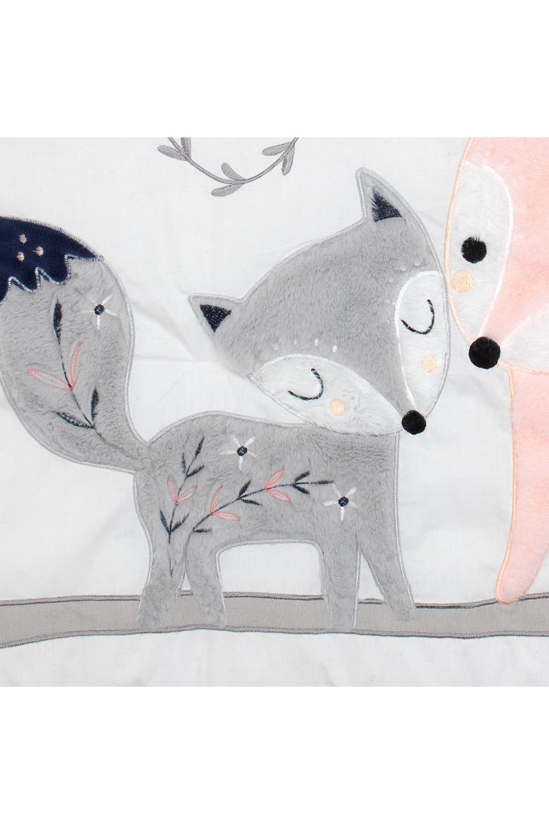 Forever Friends Woodland Fox/Owl 4-Piece Nursery Crib Baby Bedding Set, Alternate, color, Pink