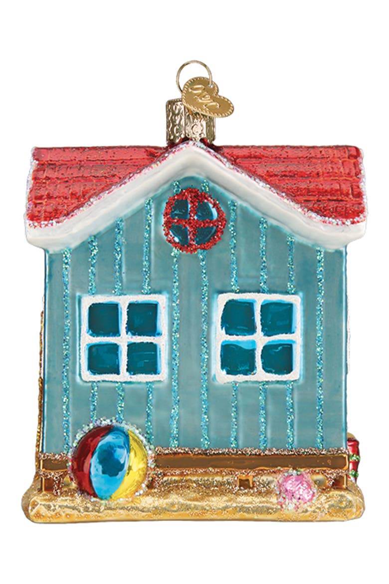 Beach House Ornament, Alternate, color, BLUE