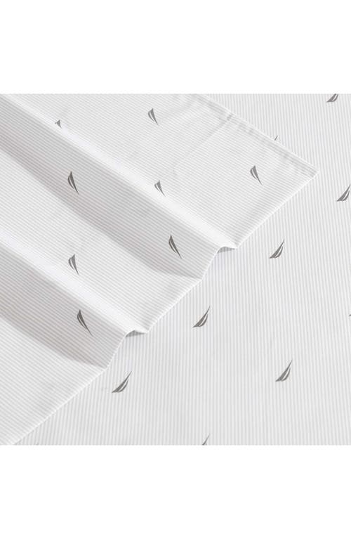 Nautica J-class Boat Stripe Sheet Set In Light Grey