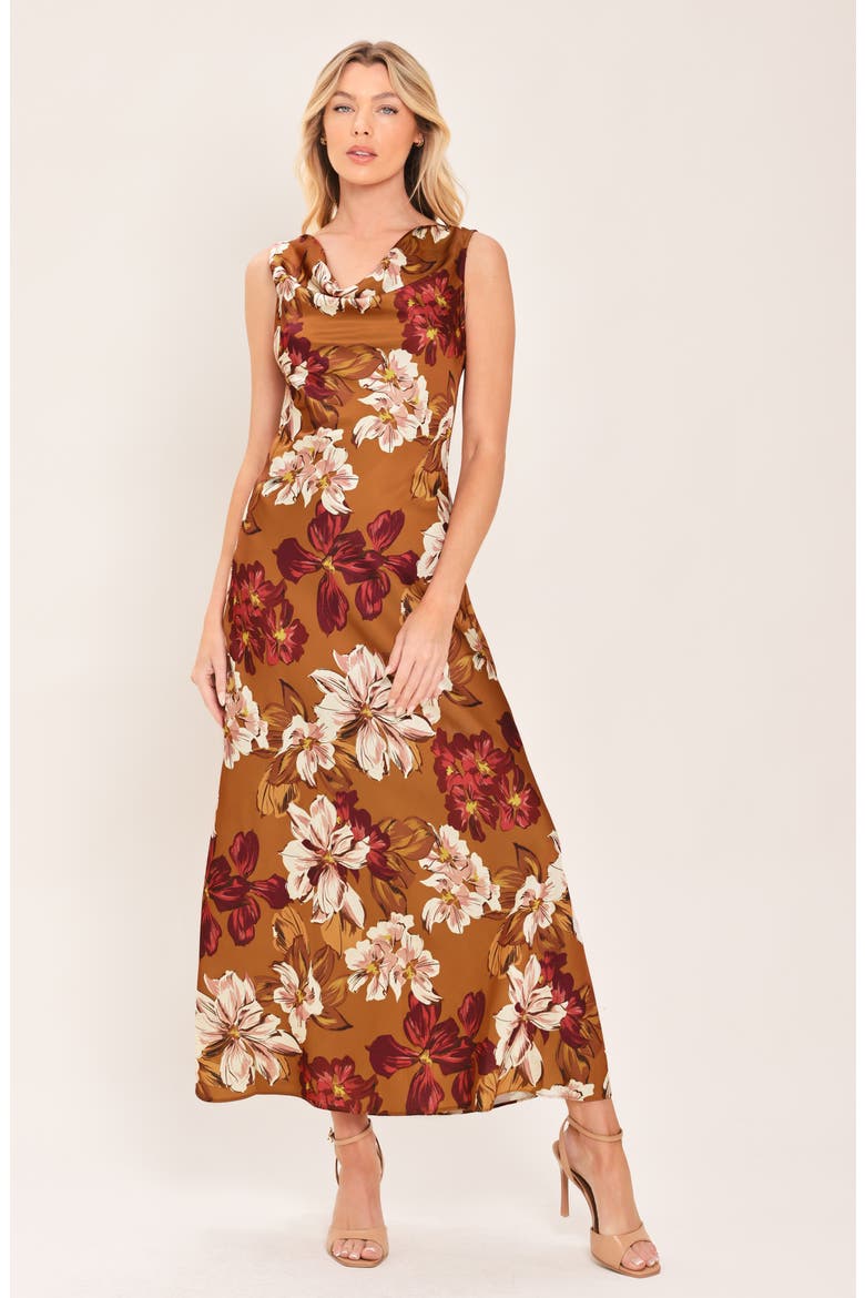 Cowl Neck Maxi Dress, Alternate, color, CARAMEL