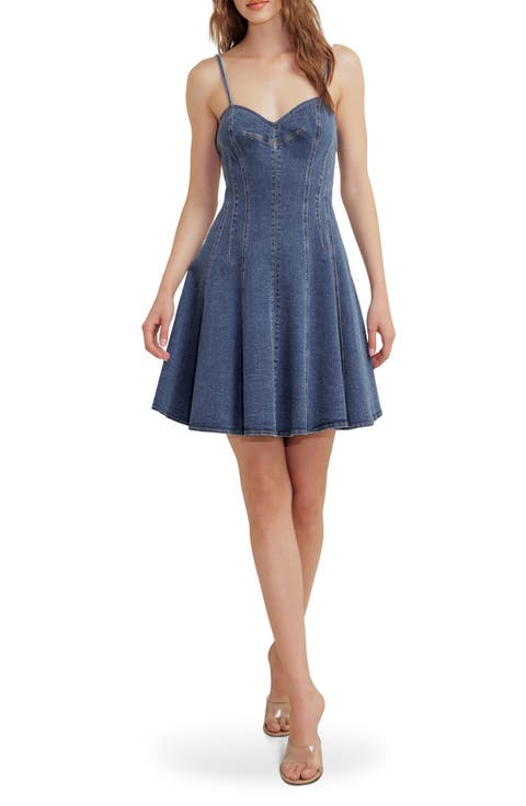 Seamed Denim Fit & Flare Minidress