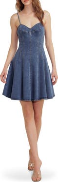 FREEMARKET Seamed Denim Fit & Flare Minidress