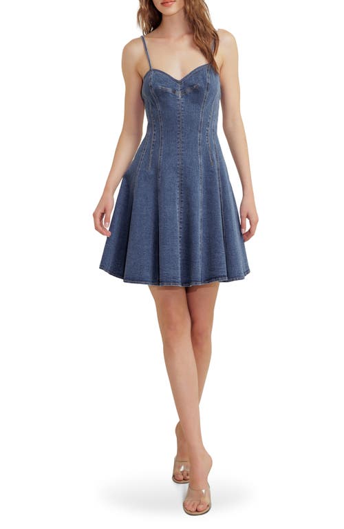 Freemarket Seamed Denim Fit & Flare Minidress In Blue