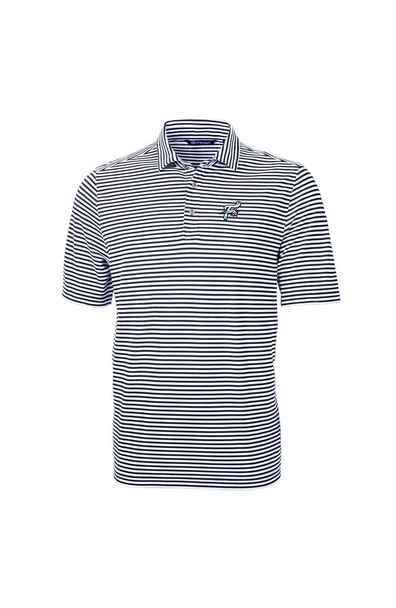 Cutter & Buck Men's Cutter & Buck Navy Reading Fightin Phils DryTec Virtue Eco Pique Stripe Recycled Polo, Alternate, color, 