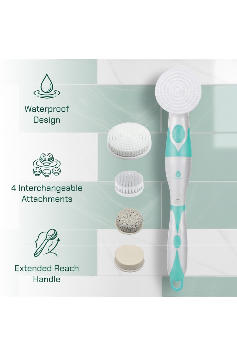 Face & Body Brush with Extended Handle, Alternate, color, Aqua
