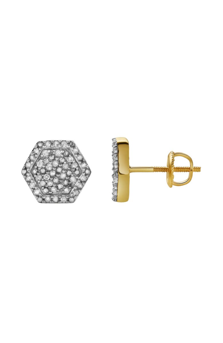 LuvMyJewelry Vaelora XL 10K Yellow Gold Cluster Diamond Unisex Earrings - 0.25 Cts, Alternate, color, 