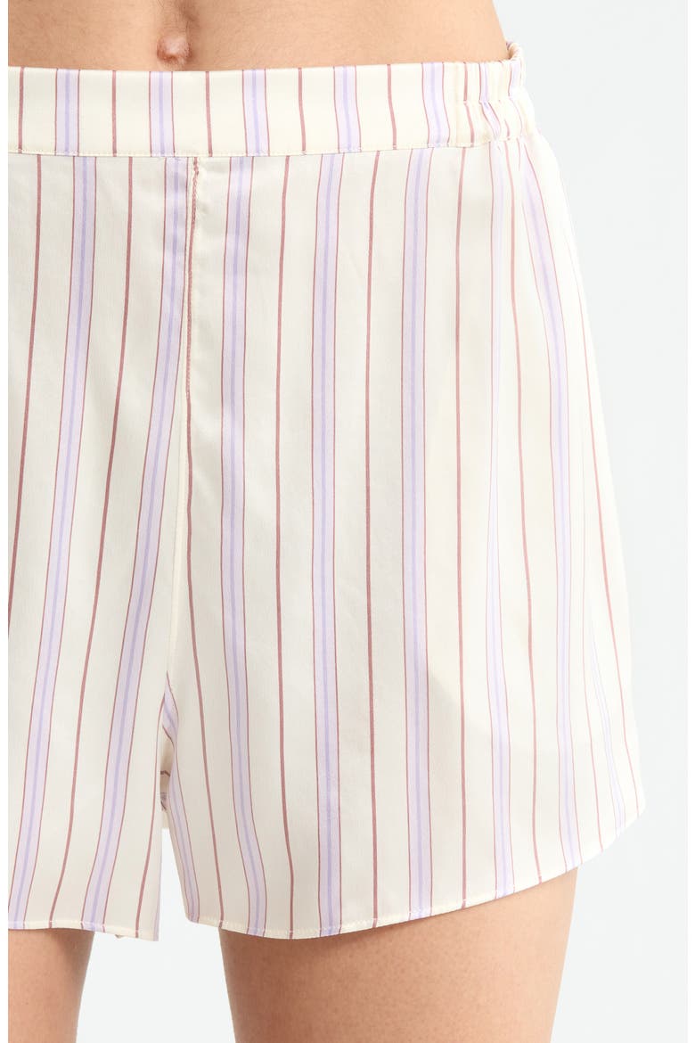 Washable Silk Tee Short Pajamas, Alternate, color, WISTERIA STRIPE