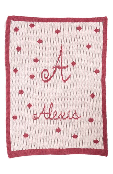 Polka Dot Personalized Small Stroller Blanket