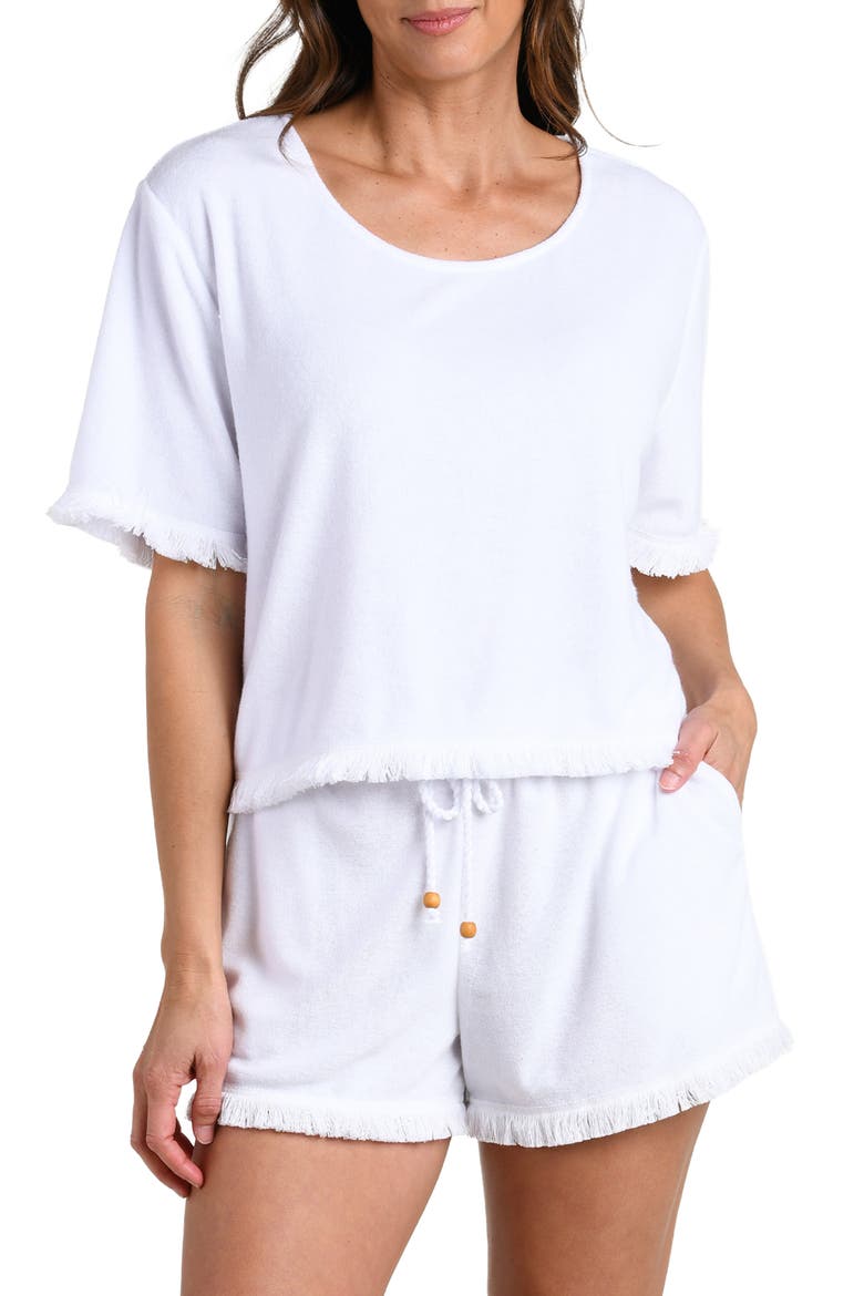Wild Nomad Fringe Trim Cover-Up Shirt, Main, color, WHITE
