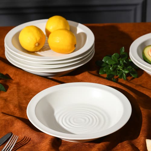 Stone Lain Orbit Stoneware 4-piece Pasta Bowl Set In White